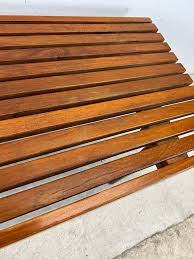 Mid Century Modern Walnut Slat Bench Styled After Adrian Pearsall For Sale at 1stDibs