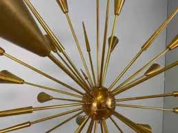 1950 Diseño italiano 24 luces Sputnik lámpara de techo erizo latón antiguo | eBay