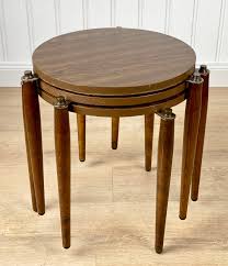 Mid-century Atomic Walnut Stacking Round Side Tables - Set of 3 - Etsy