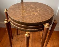 Vintage Futuristic Mid Century Small Glass Plant Stand, 60's Tripod Kidney Table With Abstract Pattern and Brass Rim - Etsy