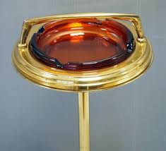 Vintage Smoking Stand With Amber Glass Ashtray Insert ...