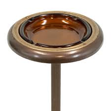 Gold Tone Smoking Stand with Amber Glass Inset Ashtray ...