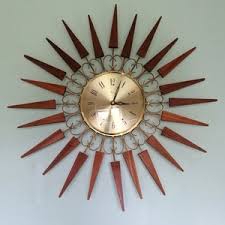 Vintage Mid Century Teak & Gilt Metal Starburst Wall Clock by PAICO of London - Etsy