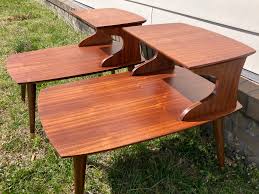 Vintage, Mid Century Modern Mahogany Step Tables, Pair - EPOCH