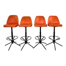 1970s Orange and Black Bar Stools - Set of 4 | Chairish