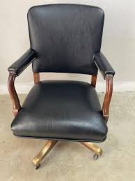 Gunlocke Leather Adjustable Swivel Office Chair Late 20th ...