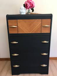 Sold!!!!! Do Not Purchase!!!!!! Navy Mid Century Modern Dresser Vintage Art Deco Waterfall Tallboy Dresser Chest of Drawers MCM - Etsy