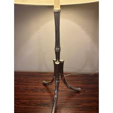 1950s Maison Baguès Style Chrome Faux Bamboo Table Lamps, a ...