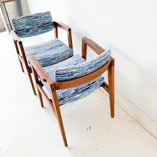 Pair of Mid Century Modern Occasional Chairs by Gunlocke with New Blue – Atomic Furnishing & Design