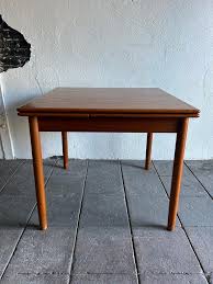 Beautiful Mid century Danish Modern teak small square extension dining table For Sale at 1stDibs