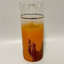 Mid Century Modern Blendo Glass Frosted Orange & Gold Pitcher Barware | eBay