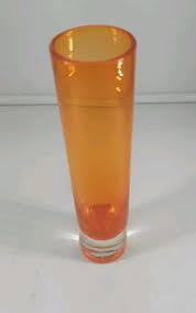 Vintage Handblown Glass Bud Vase Orange Clear 7" Tall | eBay