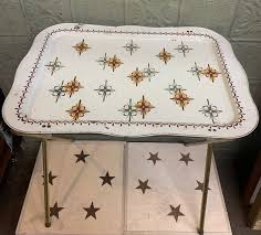 VINTAGE TV TRAY FOLDING TABLE WITH ATOMIC STARBURST DESIGN — Lots of Furniture