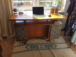I'm so happy with my new "find"(an upholstered desk from the 50's) truly one-of-a-kind❤ : r/Antiques