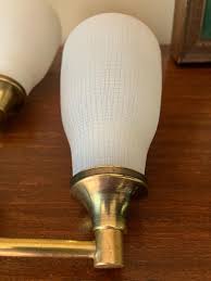 Pair of 1950s Wall Lights, Silk-screened Glass - Etsy Israel