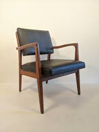Mid Century Modern Walnut Accent Armchair, Black Vinyl Upholstery by Monarch Furniture - EPOCH