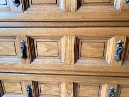 1968 Dixie Solid Pecan 2-Piece Mediterranean-Style 9-Drawer Dresser With Large Attached Mirror | Chairish