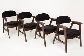 Set of Four 20th Century Buffalo Black Wood and Velvet Chairs, 1960s For Sale at 1stDibs