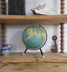 Vintage Globe Taride 1963 Tripod World Map Decoration in Cardboard and Black Metal - Etsy