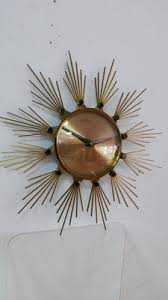 Brass Sunburst Wall Clock from Atlanta Electric, Germany, 1960s for sale at Pamono
