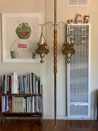 Vintage Tension Pole Lamp Mid Century Modern Double Pendant ...