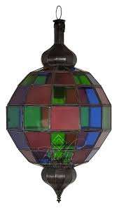 Moroccan Hanging Multi-Color Glass Lantern from Badia Design ...