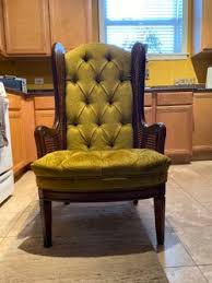 Vintage chartreuse velvet cane wingback chair for Sale in Chicago, IL - OfferUp