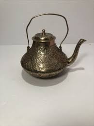 Vintage Gold Tone Floral Embossed Metal Teapot | eBay