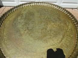 Vintage Mid Century Round Brass Egyptian Motif Folding ...