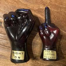 60's 70's Vintage Object Black Power Hippie Middle Finger Right On Statue | eBay