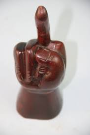Neapolitan Italian Carved Wood Sculpture "The Finger" 1960's For Sale at 1stDibs