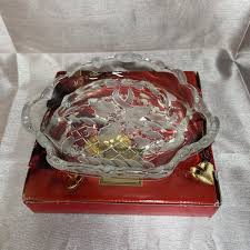 Mikasa Sweet Dish Christmas Poinsettia Basket 8.25” Clear ...