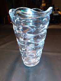 Mikasa Atlantic Heavy Crystal optic Vase Clear Wavy Pattern ...