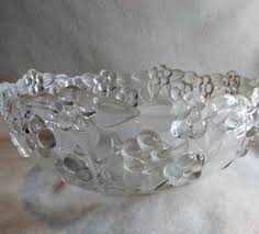 Vintage Mikasa Carmen Glass Crystal Bowl Embossed Flowers Frosted Leaves 8 5/8" | eBay