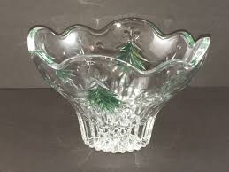 Mikasa Crystal Green Christmas Tree Pedestal Candy Trinket ...