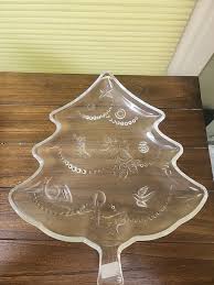 NIB Vntg MIKASA Crystal Christmas Tree Serving Plate Platter ...
