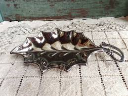 Vintage Footed Hugo Silver Plated Holly Leaf Trinket Tray ...