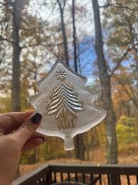Vintage Mikasa Yuletide Frosted Glass Christmas Tree Candy ...