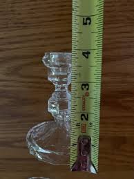 Clear Glass Crystal Candlesticks Candle Holders 4" tall x 3" Hexagon Base Candle | eBay