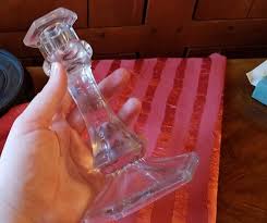 Pressed Glass Candlestick: Mid-century Vintage. Pressed And/or Molded Glass. 6-sided Base. Amazing Condition. for an Incredible Dinner Party - Etsy