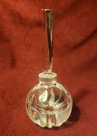 Vintage Clear Round Glass Perfume Bottle With Tall Stopper ...