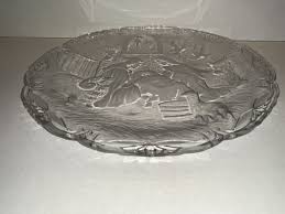 Christmas Serving Platters Etched Pressed Manger Tree Clear Glass Round 13” 15” | eBay