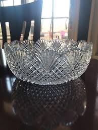 VINTAGE CUT GLASS CRYSTAL BOWL WITH DIAMONDS ...