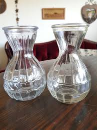 Pressed Glass Vintage Chubby 60's Vases/farmhouse Simple Bulb Vases/decorated Clear Glass Vases/rustic Flower Holders/traditional Old Vase - Etsy UK