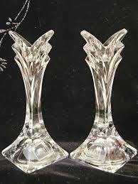 Mikasa Cut Clear Crystal Glass Slovenia Slovak Candle Holders 5.5" Set Of Two | eBay