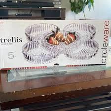 trellis | Dining | Circle Glass Ware Divided Dish Set Of 5 New In Opened Box | Poshmark
