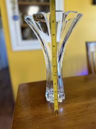 Elegant and Heavy Flower Vase Crystal 10in, unknow ...