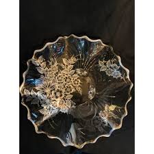Mid 20th Century Ruffled Glass Large Silver Overlay ...