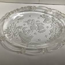 Mikasa 9” Crystal Glass Angels Christmas Serving Plate Tray ...