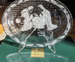 MIKASA Nativity Scene Frosted Crystal Plate Christmas 7 X 9 ...